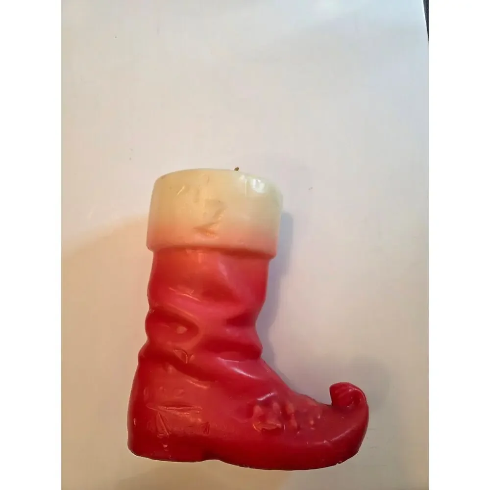 XL Vintage Santa Boot Unlit Candle Novelty Whimsical Christmas Holiday Rare READ